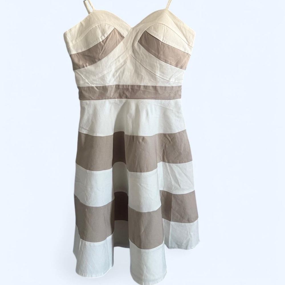 Lulus Striped Cream and Tan Dress
